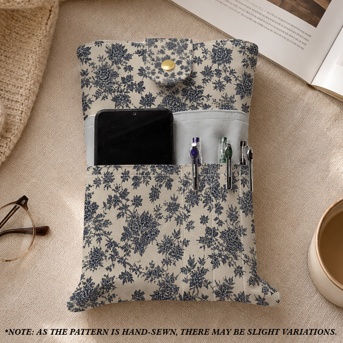 TEMU 1 pochette de livre en tissu multifonctionnelle et mignonne, pour les stylos, les livres de format A5 et les cahiers. Dotée de poches , lavable,