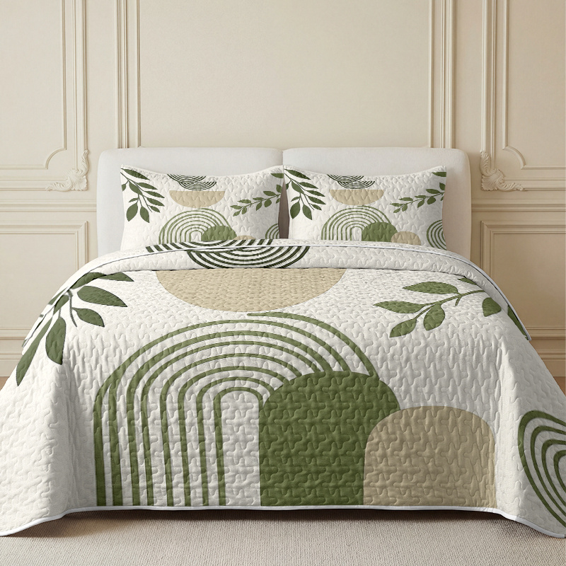 TEMU 3pcs Quilted Bedspread Set With Geometric Pattern (bedspread*1, Pillowcase*1/2, Pillow Insert Not Included) - Breathable And Comfortable,