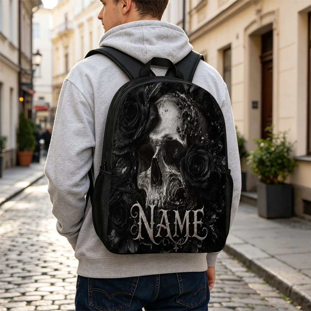 Customized Skull Black Roses Designed 43.18cm Backpack
