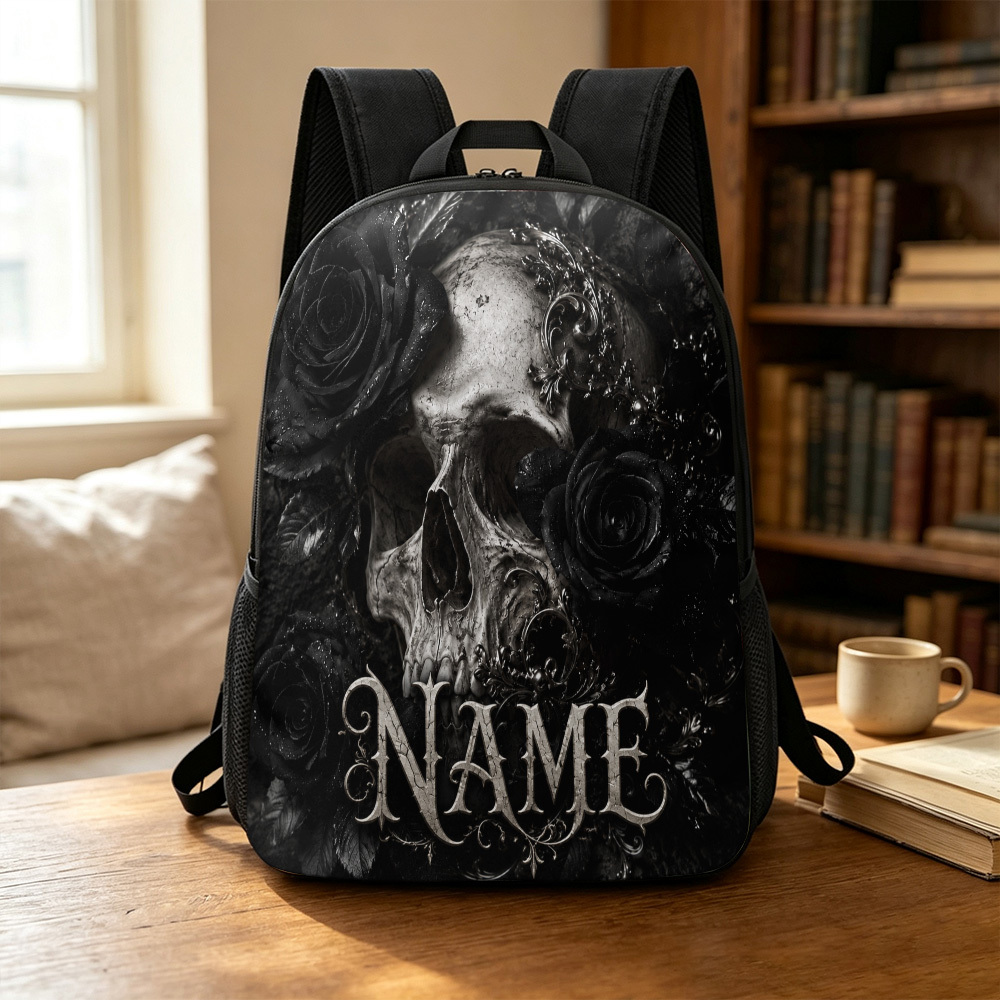 Customized Skull Black Roses Designed 43.18cm Backpack