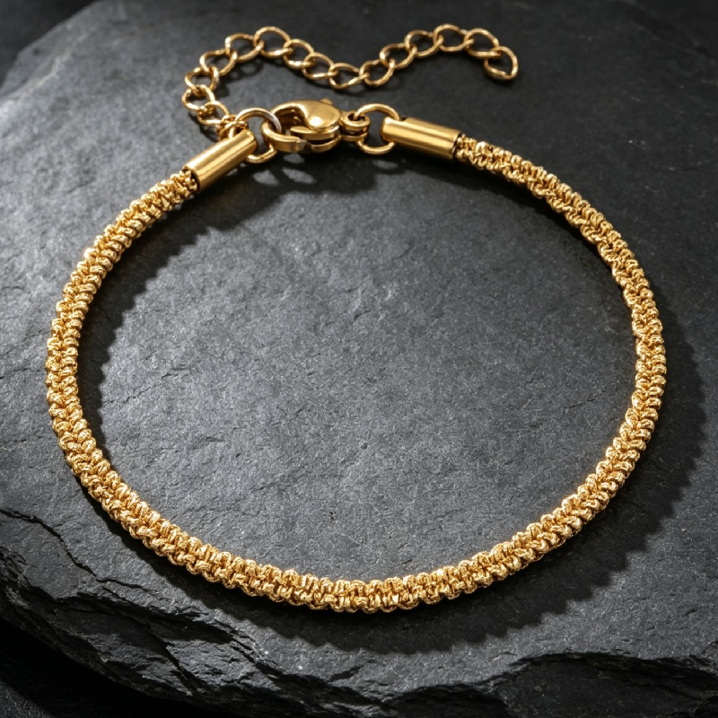 2pcs Creative Stainless Steel Sparkling Flat Bead Toe Bracelet Set