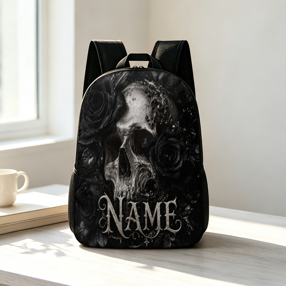 Customized Skull Black Roses Designed 43.18cm Backpack