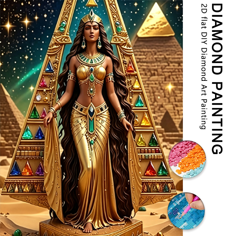 TEMU 1 Set Kit de Peinture Diamant Déesse Égyptienne, Grande Taille Adulte 5D Kit de Peinture d'Art Diamant, Convient aux Adultes et Débutants