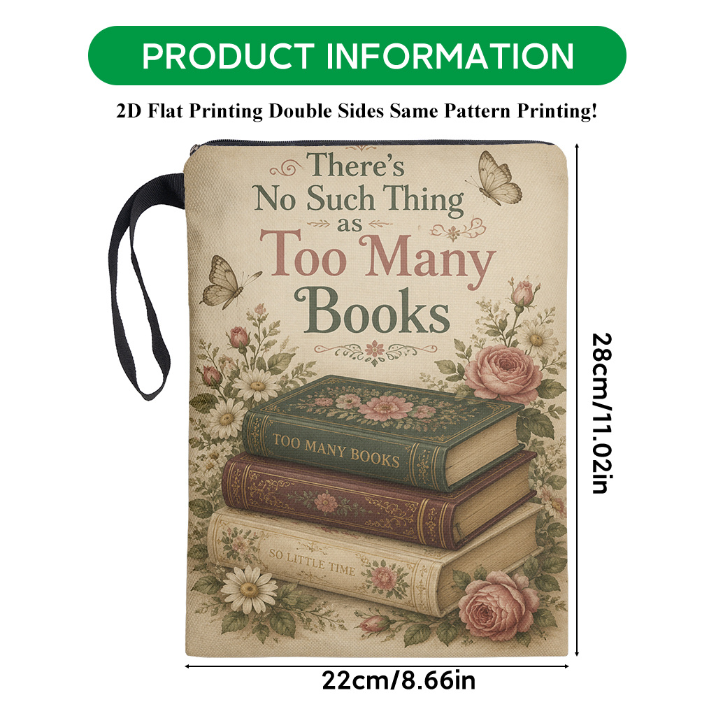 TEMU Housse de livre 1pc, Housse de livre empilée avec fleurs, Protection de livre, Protection de livre broché, Impression - avec fermeture éclair,