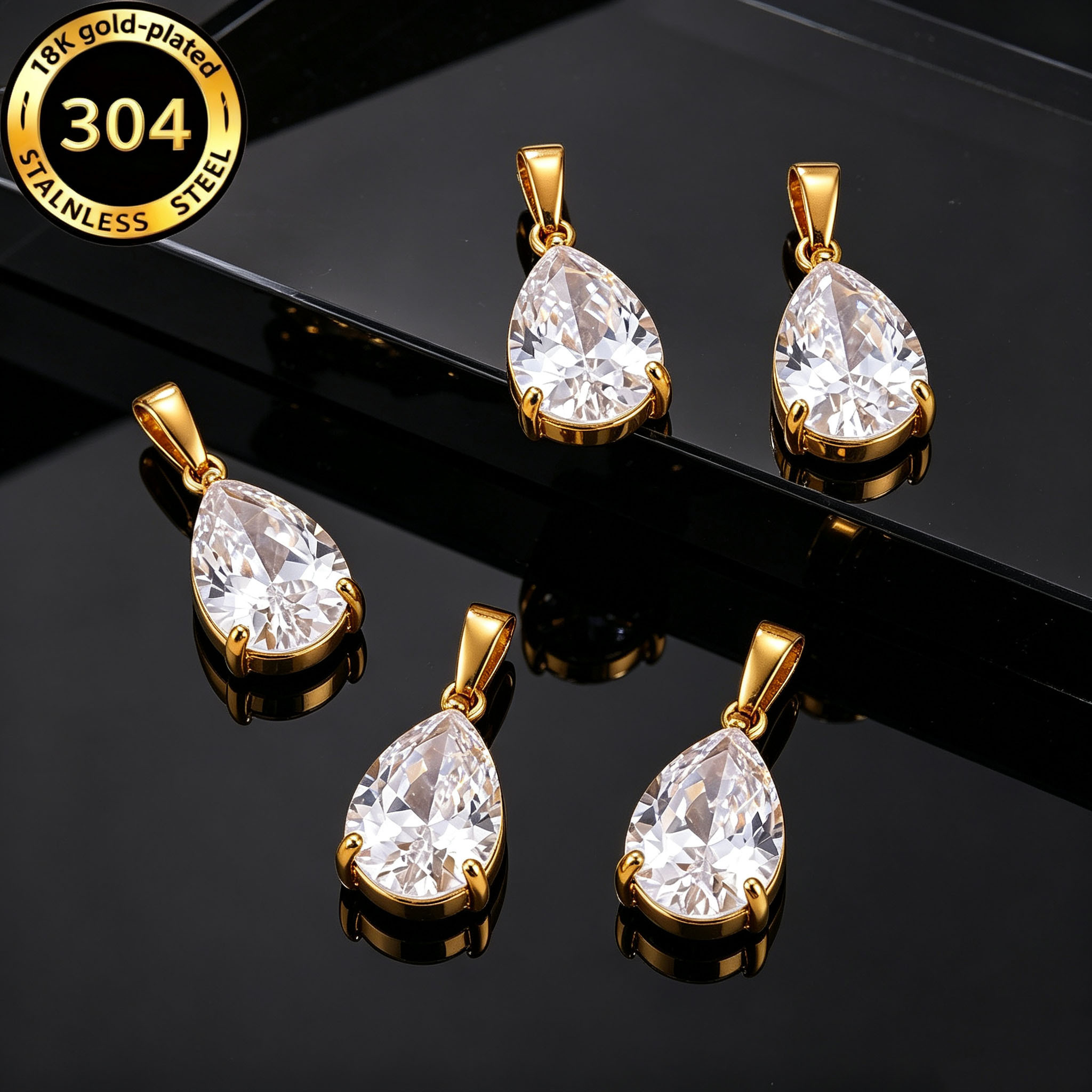 TEMU 5pcs Retro 304 Stainless Steel Sparkling Shaped Melon Seed Pendant, High Quality Allergy Resistant Additions - Suitable For Handmade Bracelets,