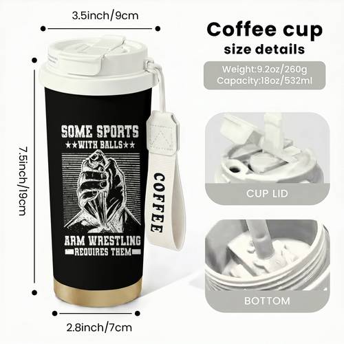 1pc 18oz stainless steel insulated travel mug with handstrap 2d flat printing with a straw high quality coffee cup with arm wrestling theme design theme design ideal for christmas halloween birthday parties office workouts