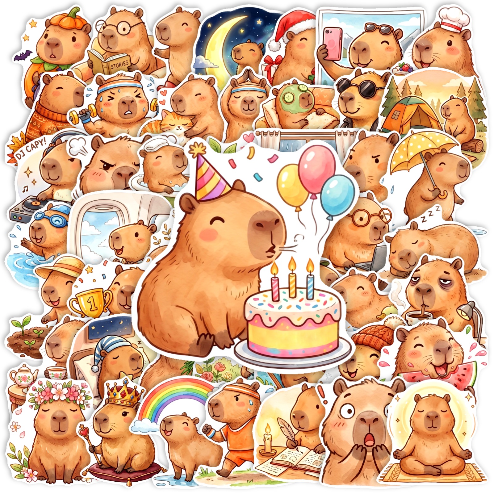TEMU 50pcs Capybara Stickers Ideal For Scrapbooking Water Bottles Bicycles Skateboards Laptops Phone Cases Journals Guitar Luggage Helmets And