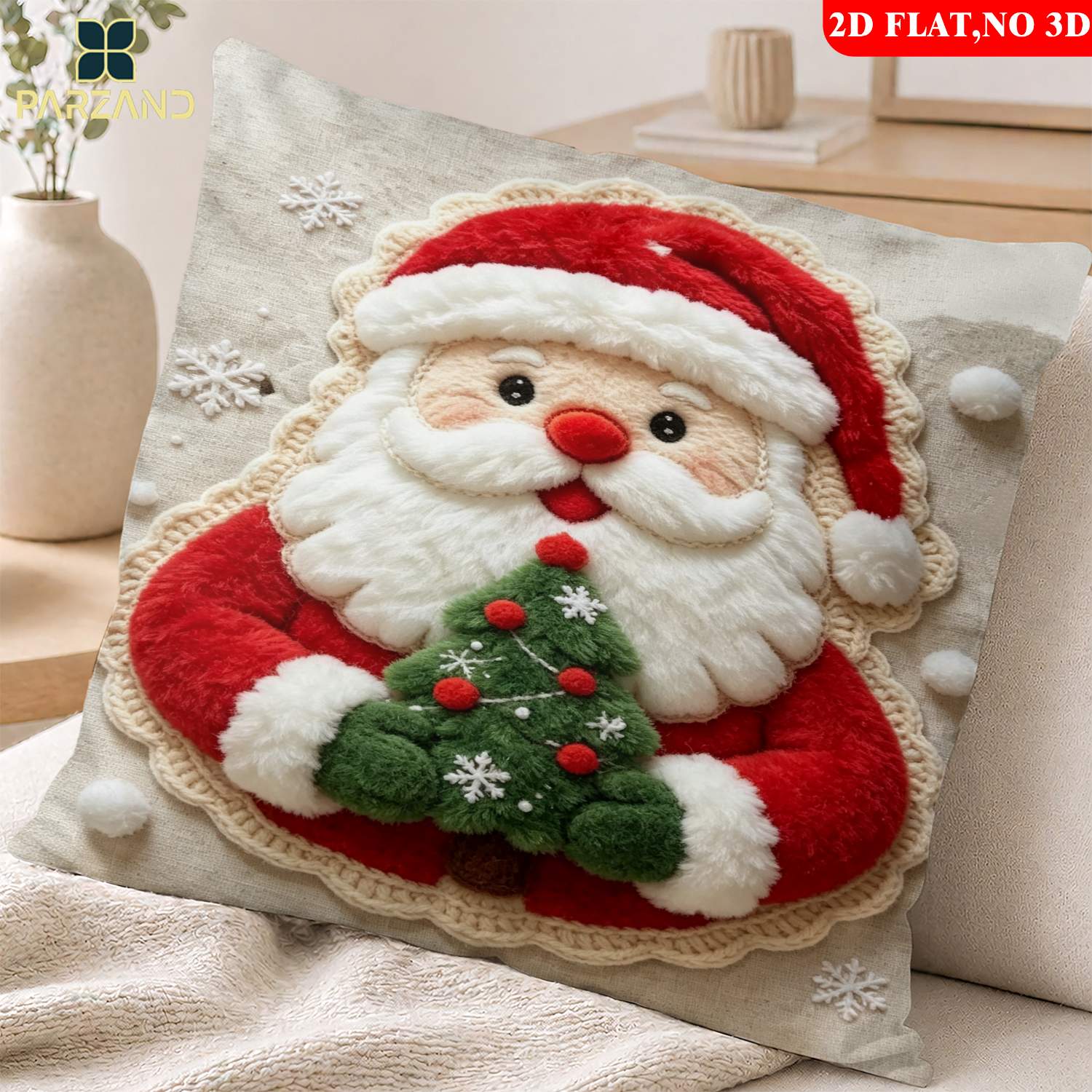 TEMU 2d Flat 1pc Pillowcase No Embroidery Santa Claus Pillowcase Family Pattern, Pillowcase For Sofa, Bedroom, And Study, Comfortable And Soft