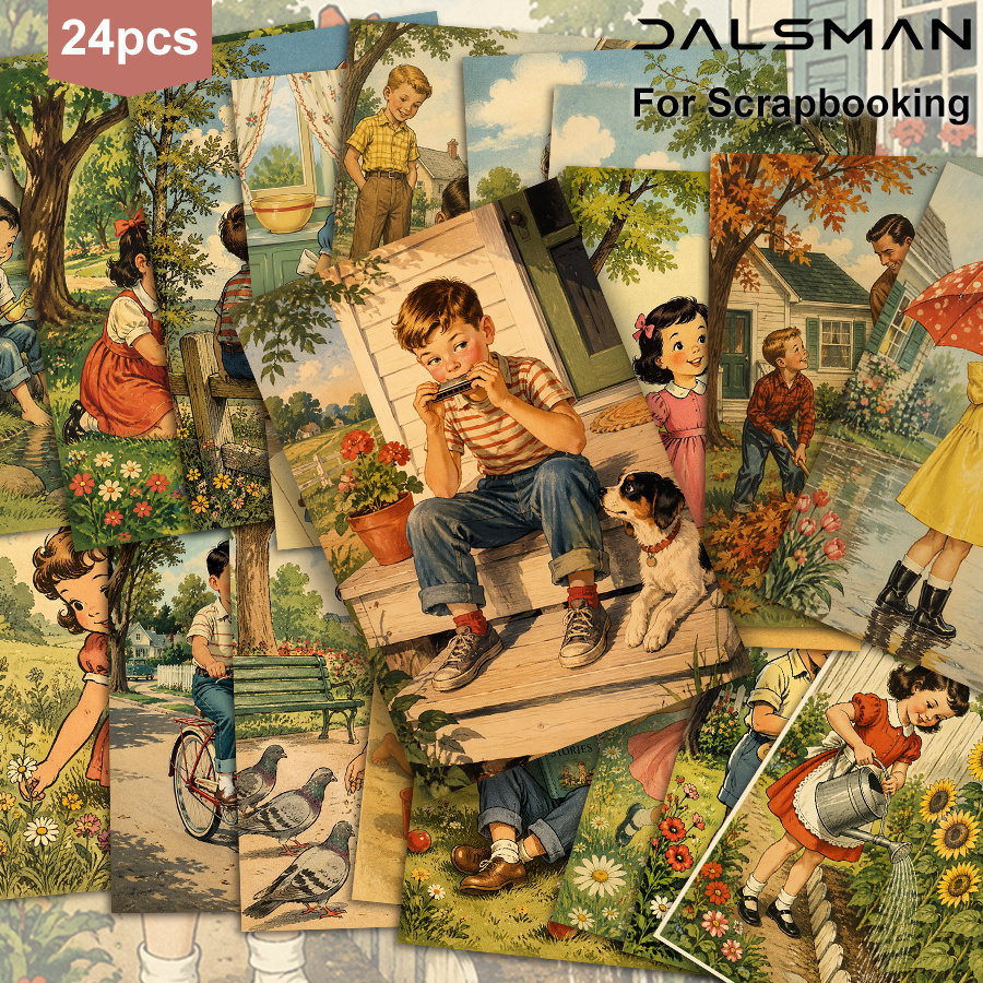 TEMU 24-pack Dalsman Vintage Nostalgic Life Postcards For Mailing And Greeting Cards Collectible Wall Art Decor For Scrapbooking And Journaling