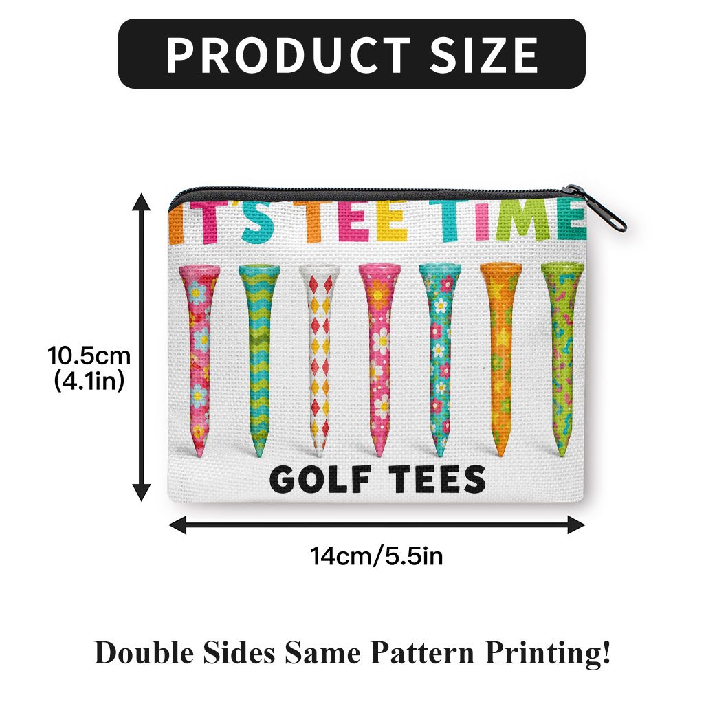 TEMU Coin Purse 1pc, Golf Tees For Playing Print Portable Coin Purse, Multi-functional Holder Coin Pouch Earphone Bag, Durable Washable Lightweight
