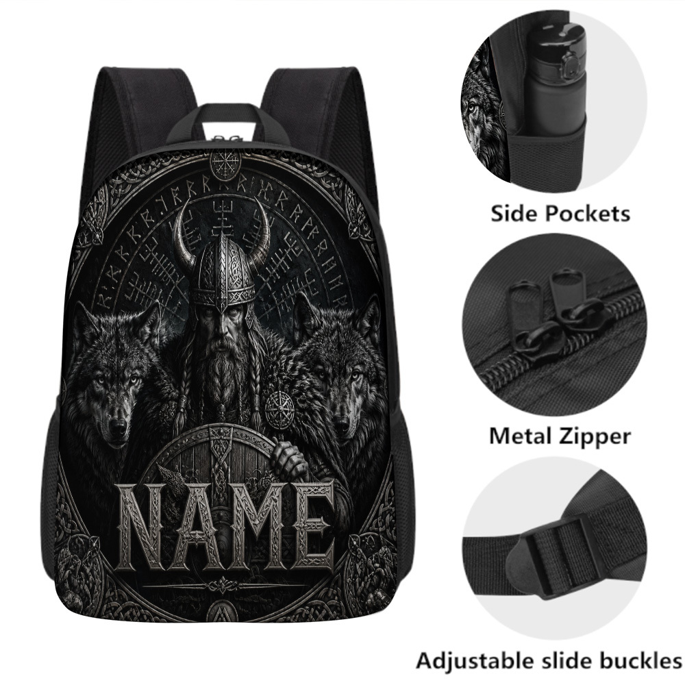 Customized Viking Wolf Warrior Designed Large Capacity Backpack