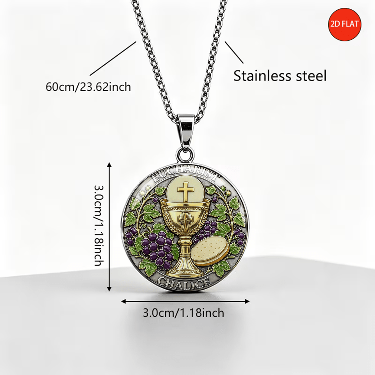 Retro Catholic Eucharist Theme Stainless Steel Necklace