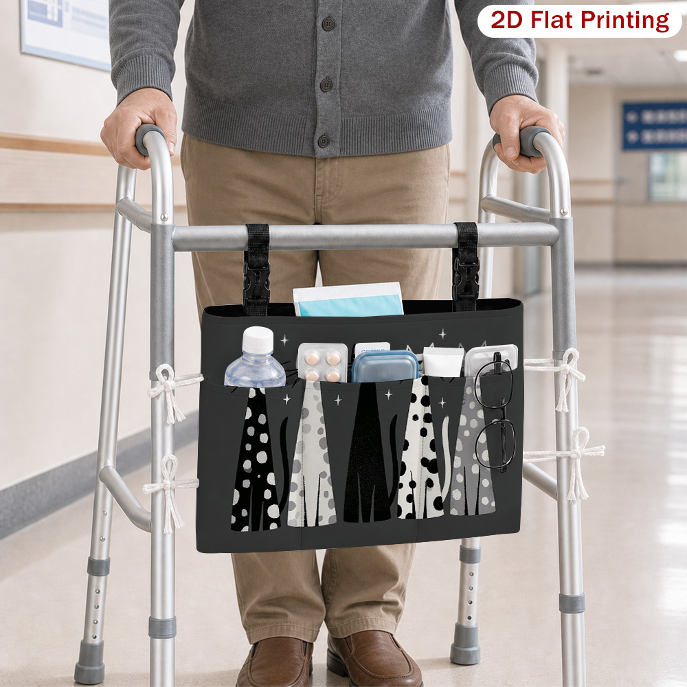 Polka Dot Black White Cats Patterned Stroller Hanging Organizer Bag
