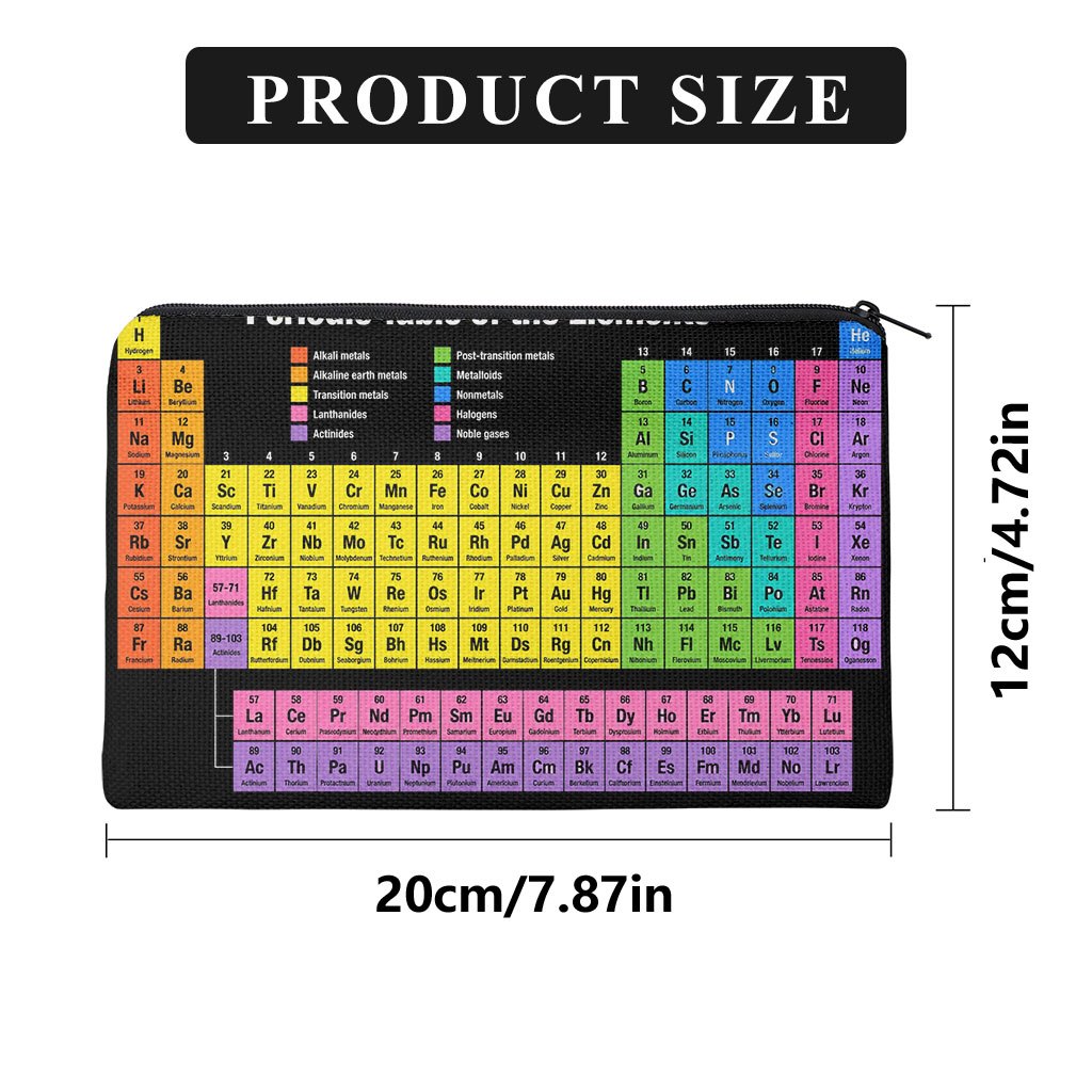 TEMU Pencil Case 1pc, Periodic Table Of Elements Double-sided Printing Pencil Case, Suitable For Halloween, Thanksgiving, New Year, Christmas, Gifts,