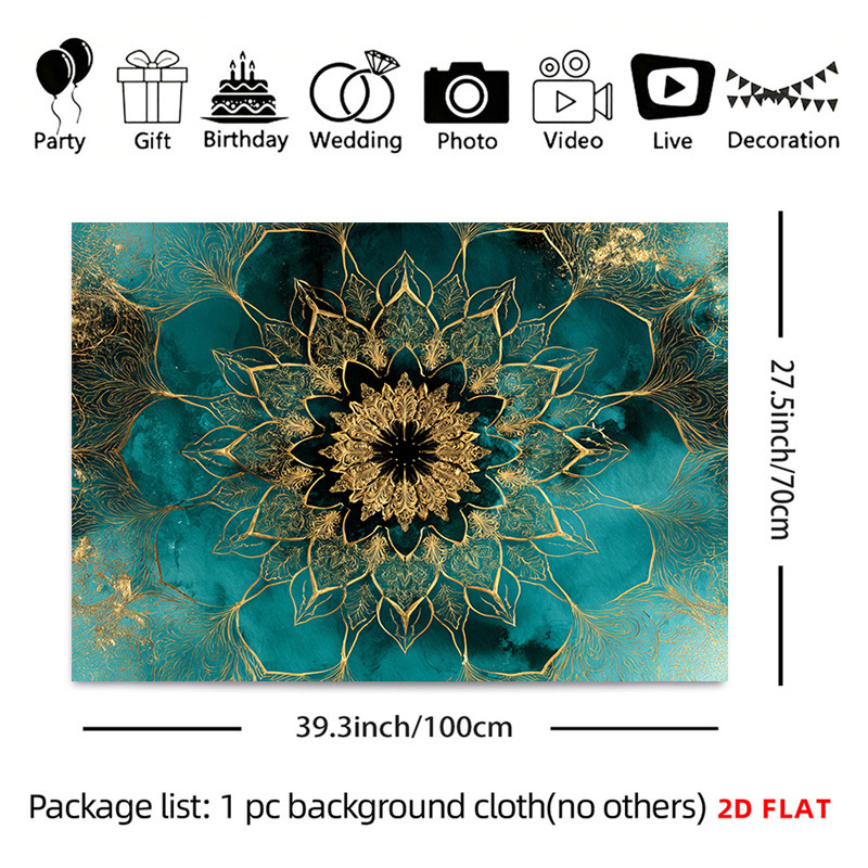 TEMU 2d Flat, 1pc Large Golden Mandala Tapestry Wall Hanging - Large Horizontal Suitable For Space Decor, Large Mandala Wall For Living Room, Dorm,