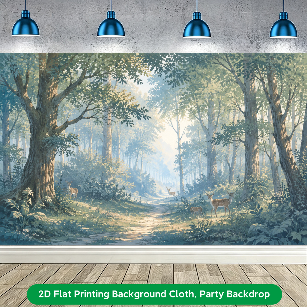 Forest Path Backdrop Banner with Foliage Design