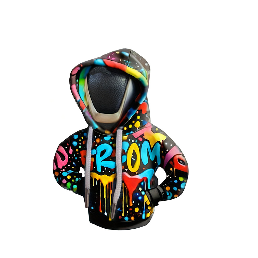 TEMU Print Hooded Sweatshirt Car Shifter Cover, Car Gear Knob Cover, Shifter Sleeve, Car Shifting Dust Cover, Car Additions, Car Decoration, Small