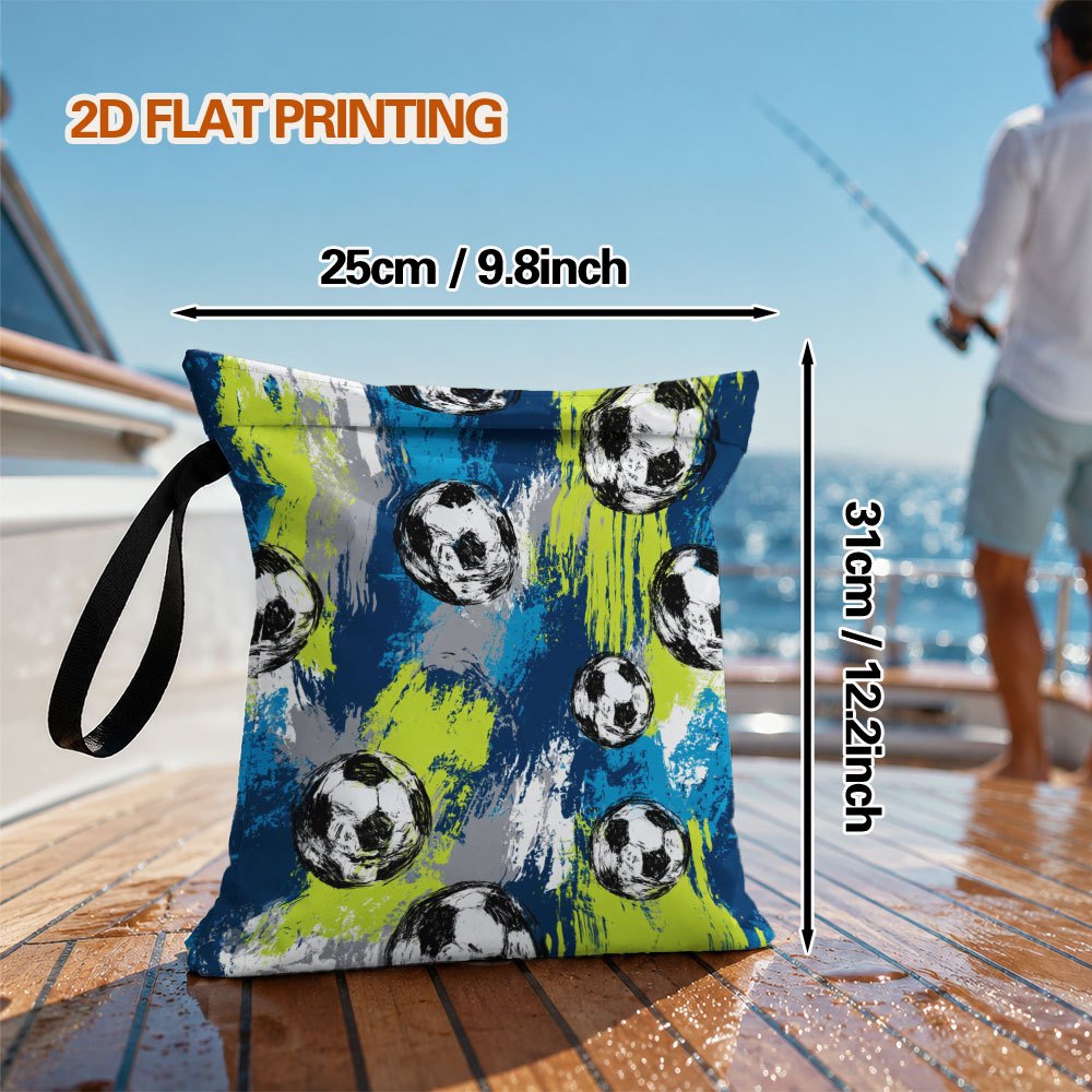 TEMU Bolsa de almacenamiento reutilizable húmeda/ con de abstractas de balón de fútbol 2D, 1 pieza, organizador y portátil con cremallera, adecuado