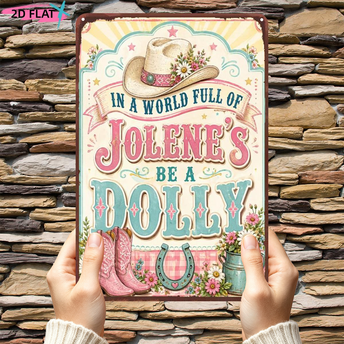 TEMU 2d Flat 1pc, In A World Full Of 's, Be A Dolly, Metal Iron Sign, Size (8"x12"/20cm X 30cm) Decorative Paintings/room/restaurant/bar/door/garage