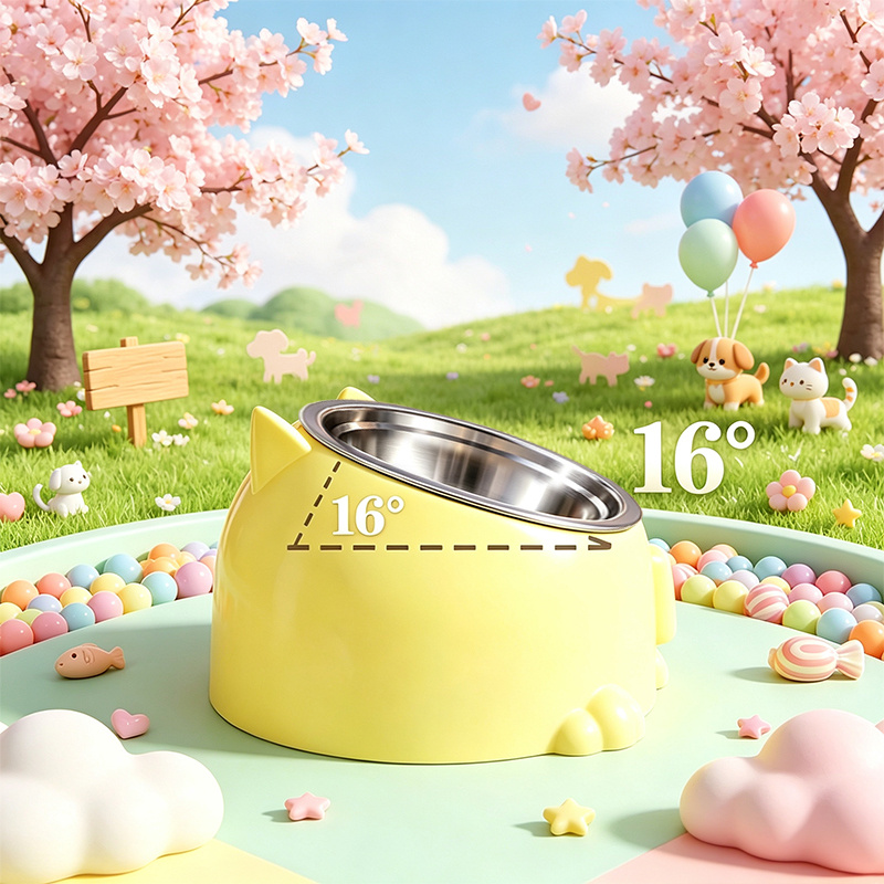 Puppy Animal Series Pet Dual Bowl Feeder with Automatic Water Dispenser