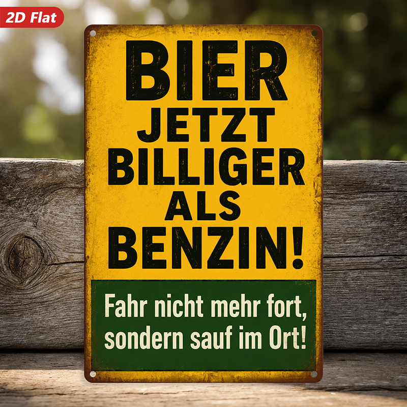 TEMU 2d Flat, 1pc German Beer Humor Metal Sign Wall Art, German Slogan Meaning Beer Before Gas, Suitable For Living Room Corner, Home Decor, Safe