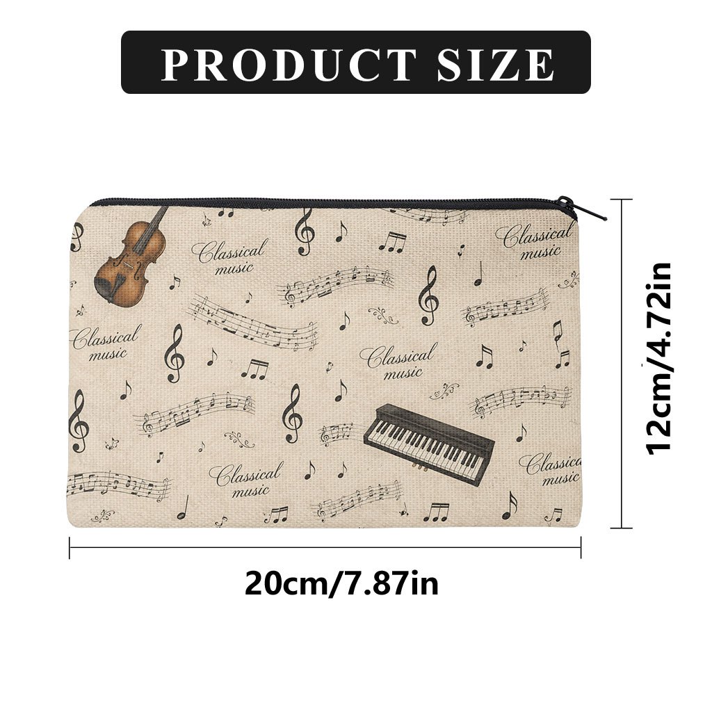 TEMU Pencil Case 1pc, Classical Music Theme Double-sided Printing Pencil Case, Suitable For Halloween, Thanksgiving, New Year, Christmas, Gifts,