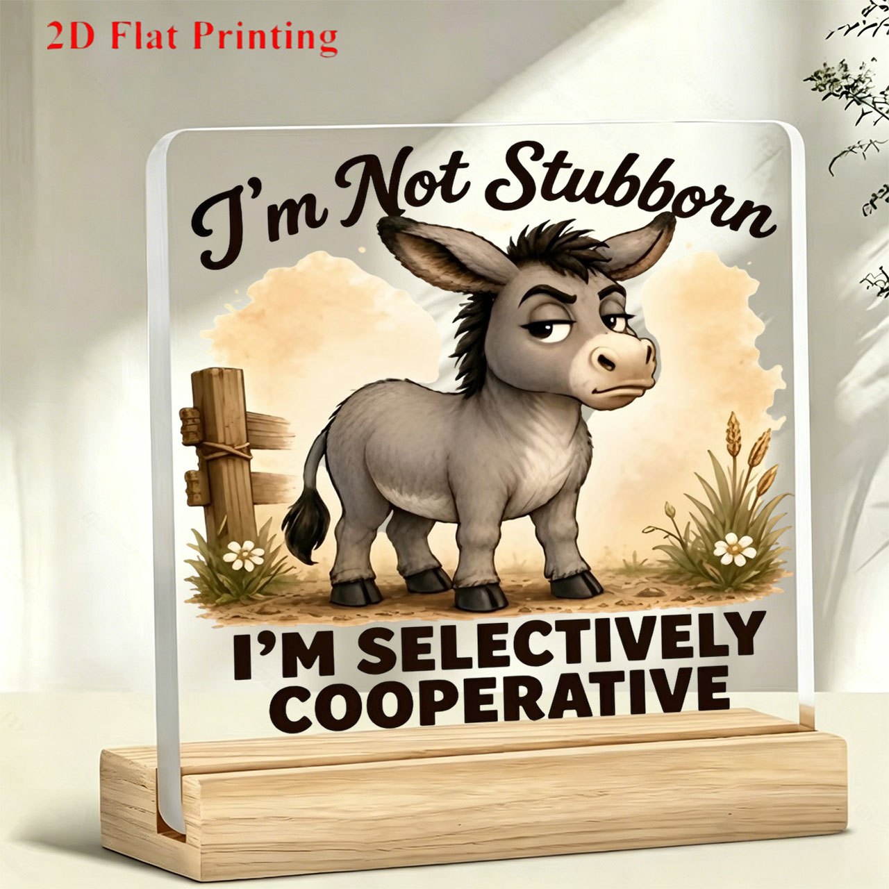 TEMU 1pc Acrylic Desktop Decoration Stand Cartoon Donkey Fun Pattern Paperweight, Desktop Decoration, Suitable For Work, Study, Bar Table Placement,