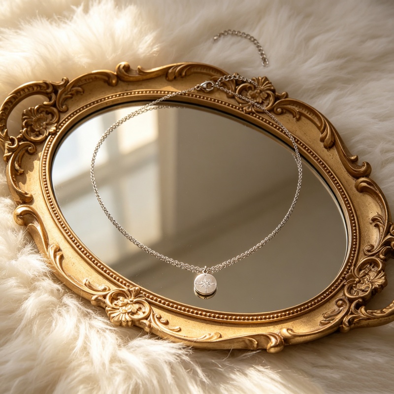 Women's 18K Plated Compass Coin Pendant Necklace