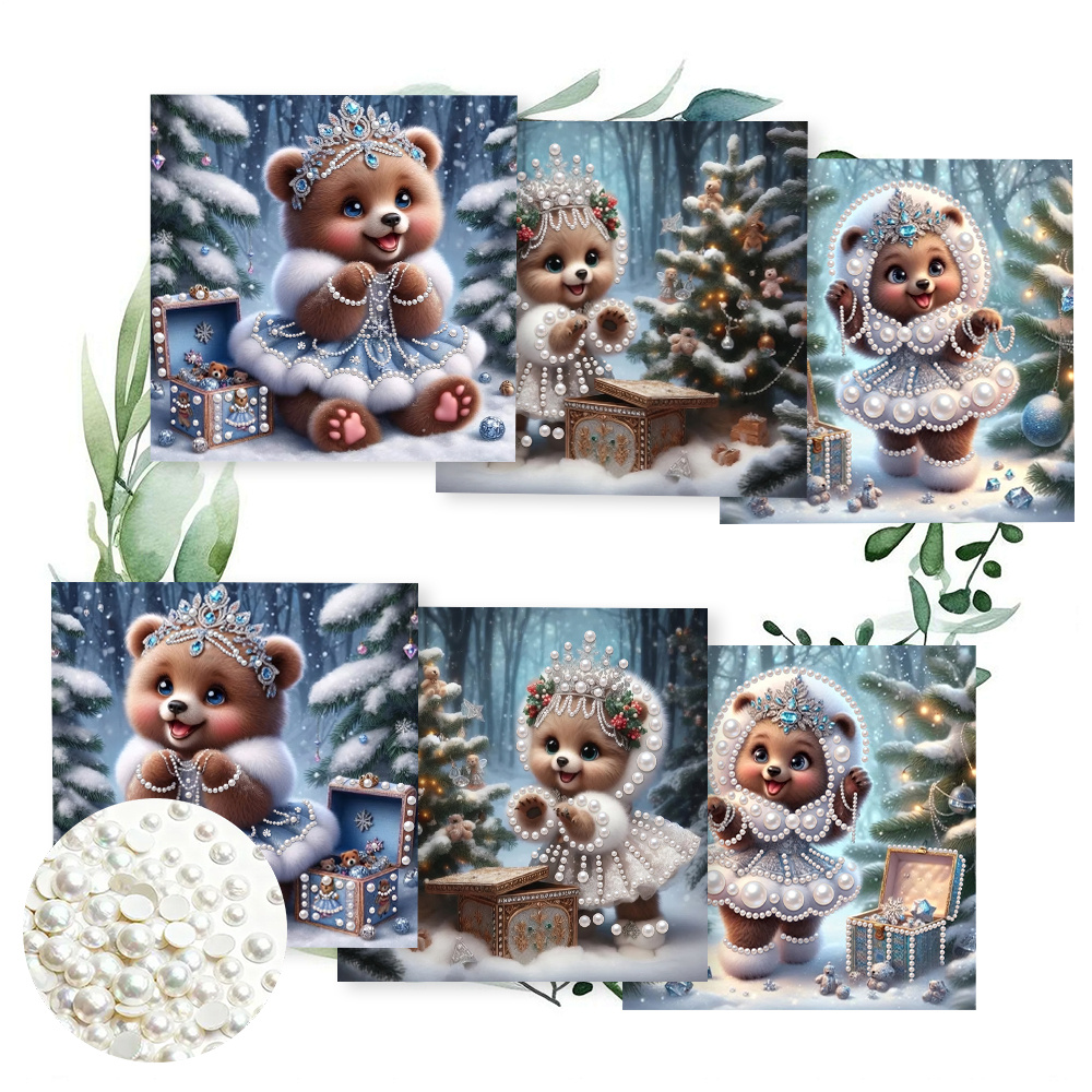 TEMU 6pcs Set 15.0 X 30.0 Cm / 5.9 X Inches Diamond Cartoon Christmas Jewelry Greeting Card Invitation, Colored Paper For Drawing And Writing, Unique