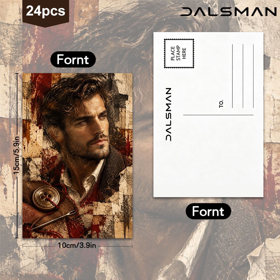 24-Pack Vintage Aesthetic Postcards Set of Handsome Men Portraits Art Prints