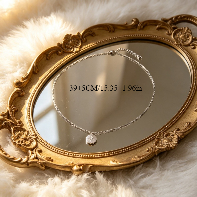 Women's 18K Plated Compass Coin Pendant Necklace