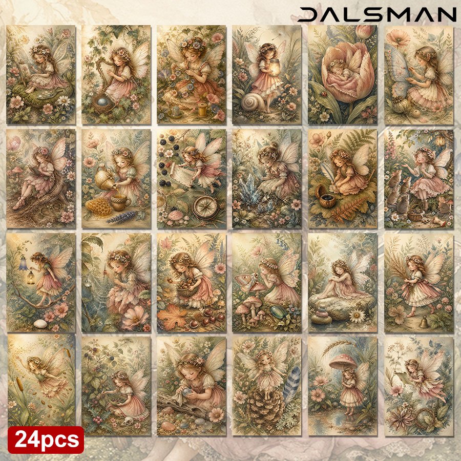 TEMU 24-pack Vintage Fairy Postcards Aesthetic Stationery Set For Greeting Cards Journaling Scrapbooking And Home Decor Wall Art Display Dalsman