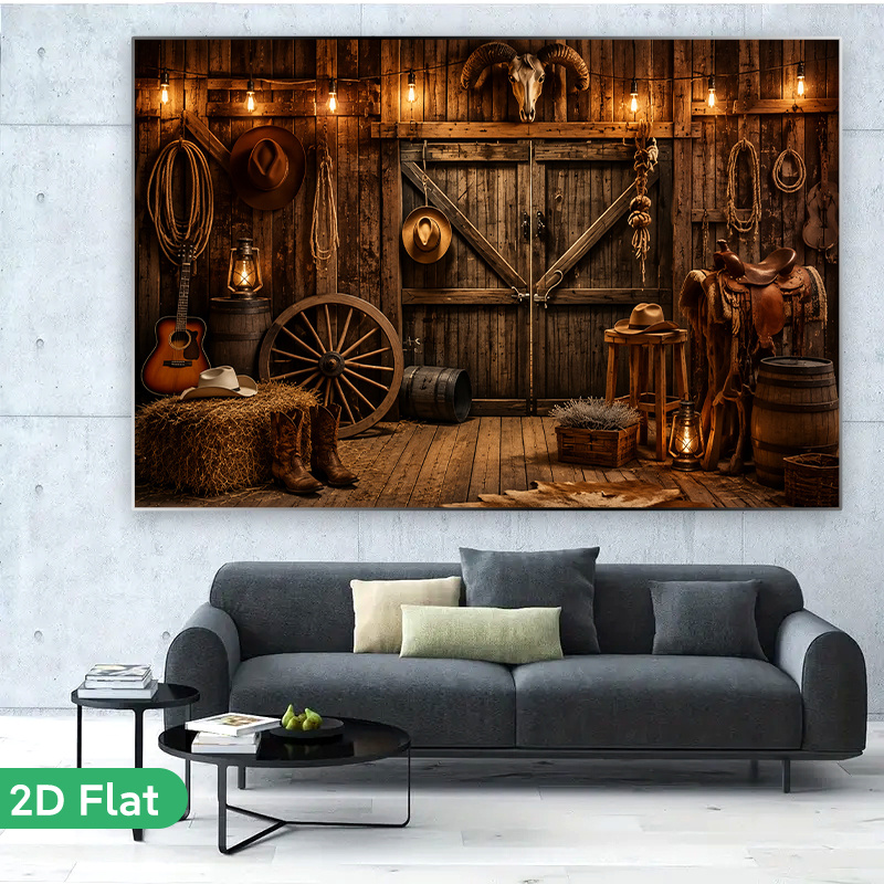 Country Cowboy Style Ranch Backdrop for Decorating