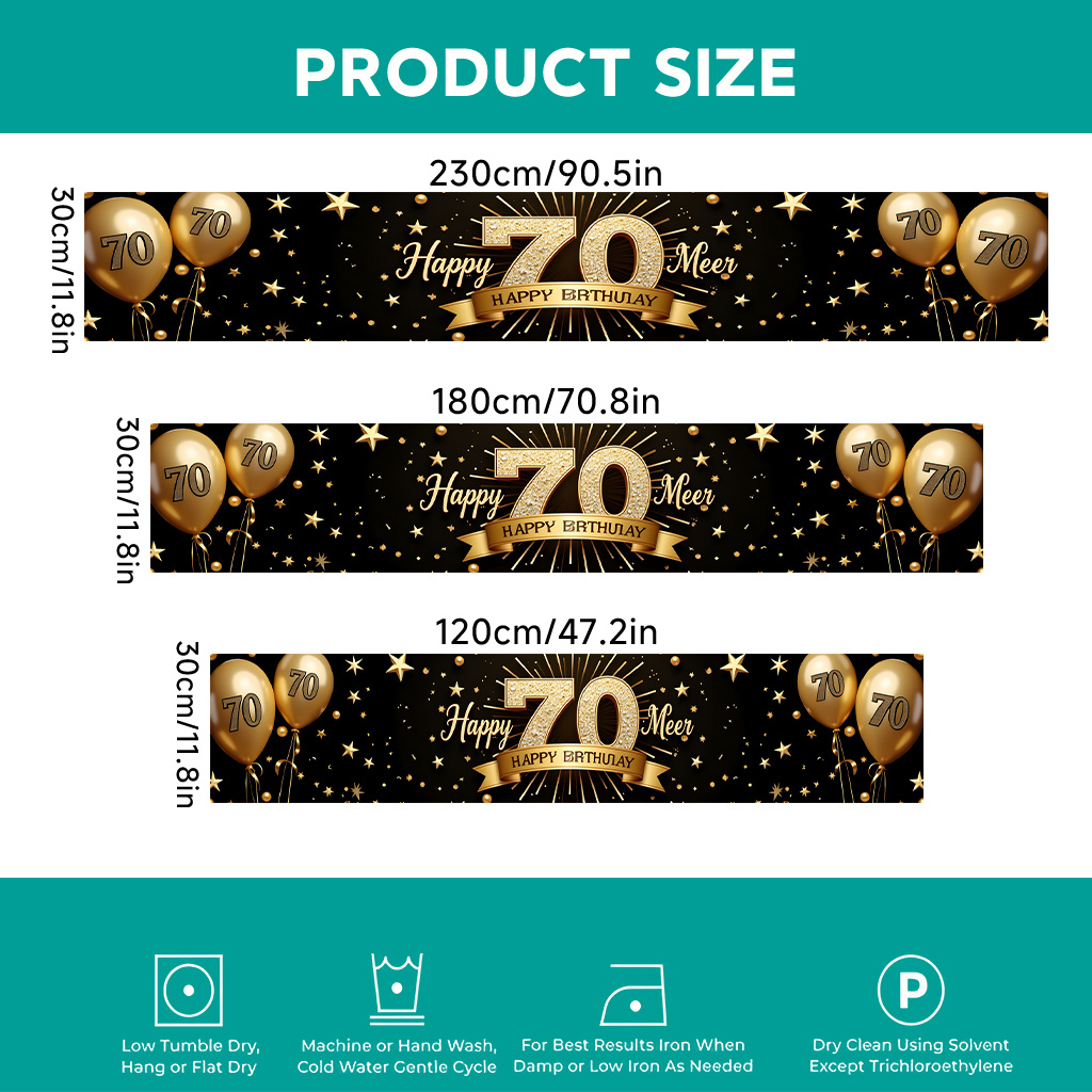 TEMU 2d Flat Printing Table Runner 1pc, 70th Birthday Celebration Polyester Table Runner, Table Flag, Suitable For Holiday Decoration Party Supplies,