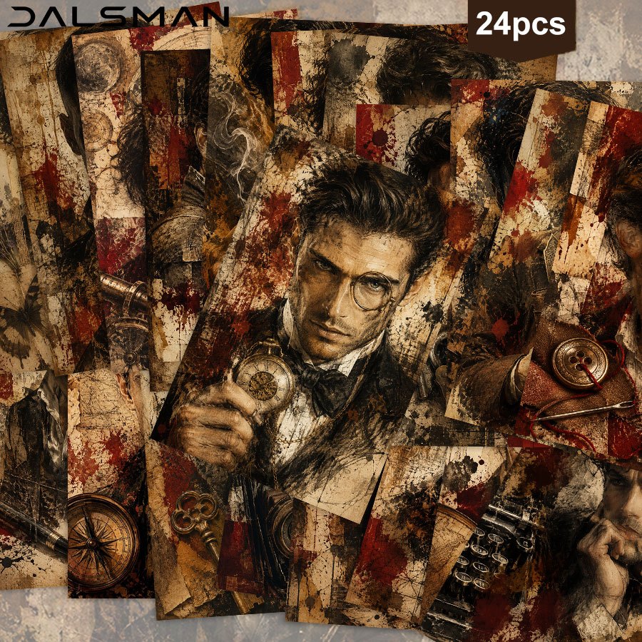24-Pack Vintage Aesthetic Postcards Set of Handsome Men Portraits Art Prints