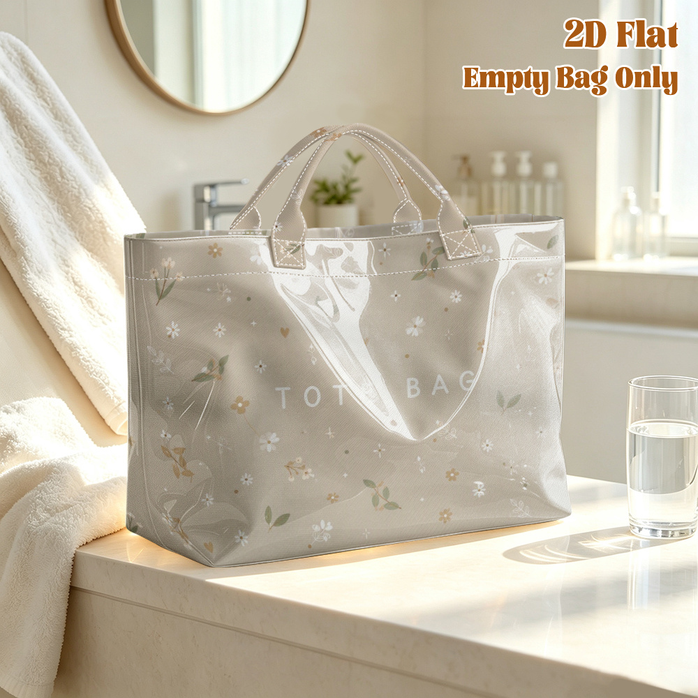 2d flat 1pc   with hearts and leaves reusable grocery bags pvc large capacity reinforced handles decorative for     gifts