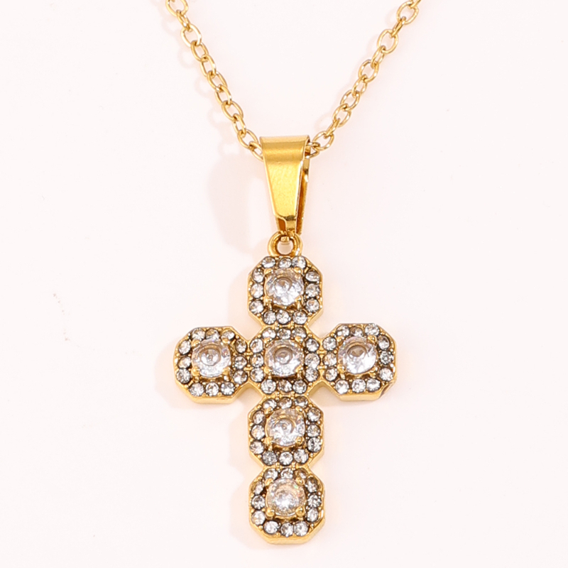 Women's 18K Gold Plated Cross Pendant Necklace