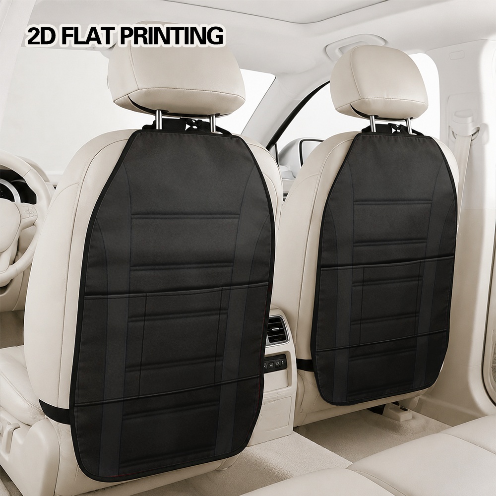TEMU 2d Flat 2pcs Car Seat Back Storage Design Black Minimalist Textured Panel Durable Material Suitable For Suv Travel Gift Backseat Storage Car