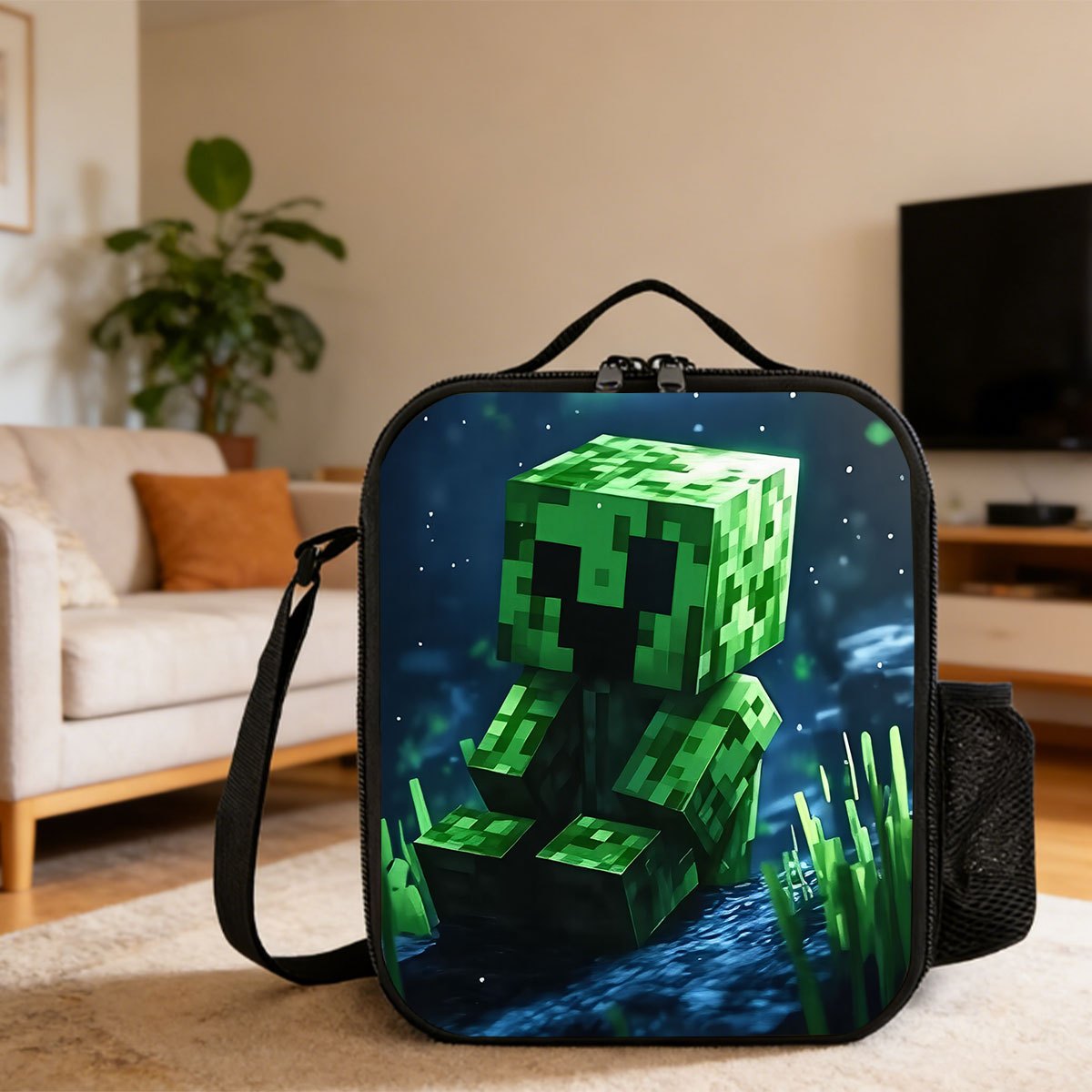 TEMU 1pc Printed Design Large Capacity Lunch Bag, Lunch Tote, Non-food Contact, Outdoor Bento Bag, Unisex Work Travel Picnic Insulated Lunch Box