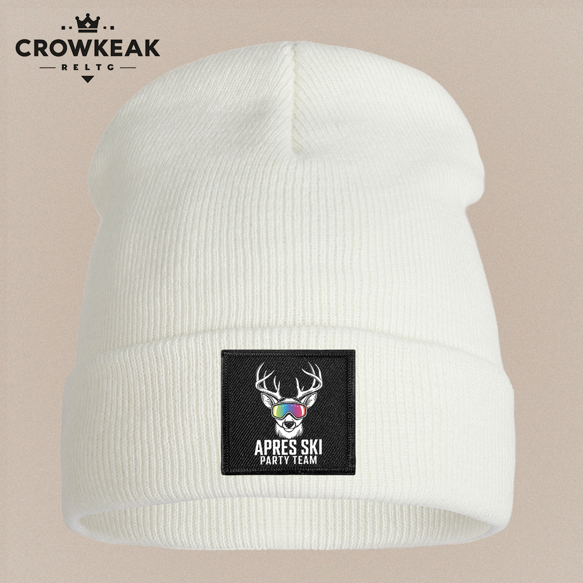 Ski Theme Design Beanie, Unisex Warm Beanie