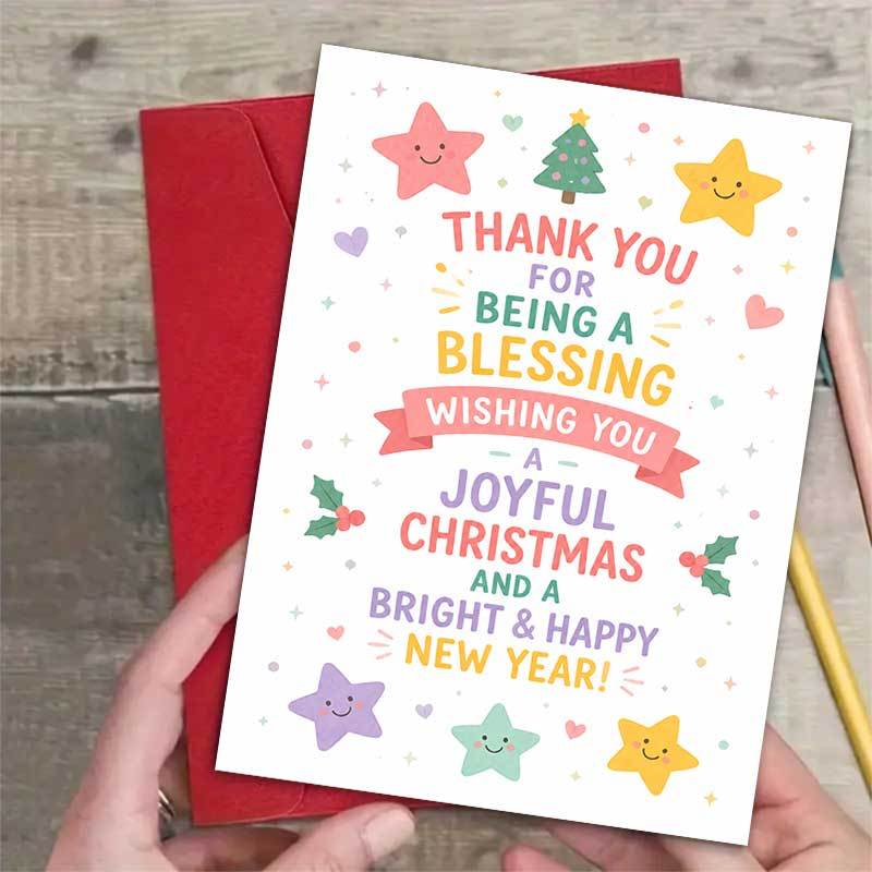 item picture 1 greeting card 1 envelope adorable christmas greeting card   and tree pattern thank you for being a   for friends holiday festive cartoon style