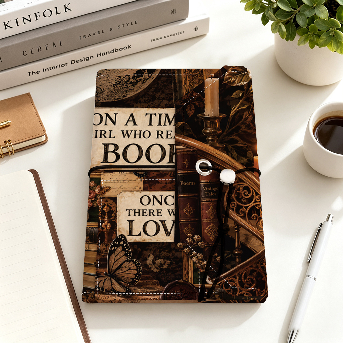 TEMU 1pc Adjustable Book Cover Polyester Vintage Book Collage Theme Suitable For Storing Pens A5 Sized Books And Notebooks Ideal For Organizing Books