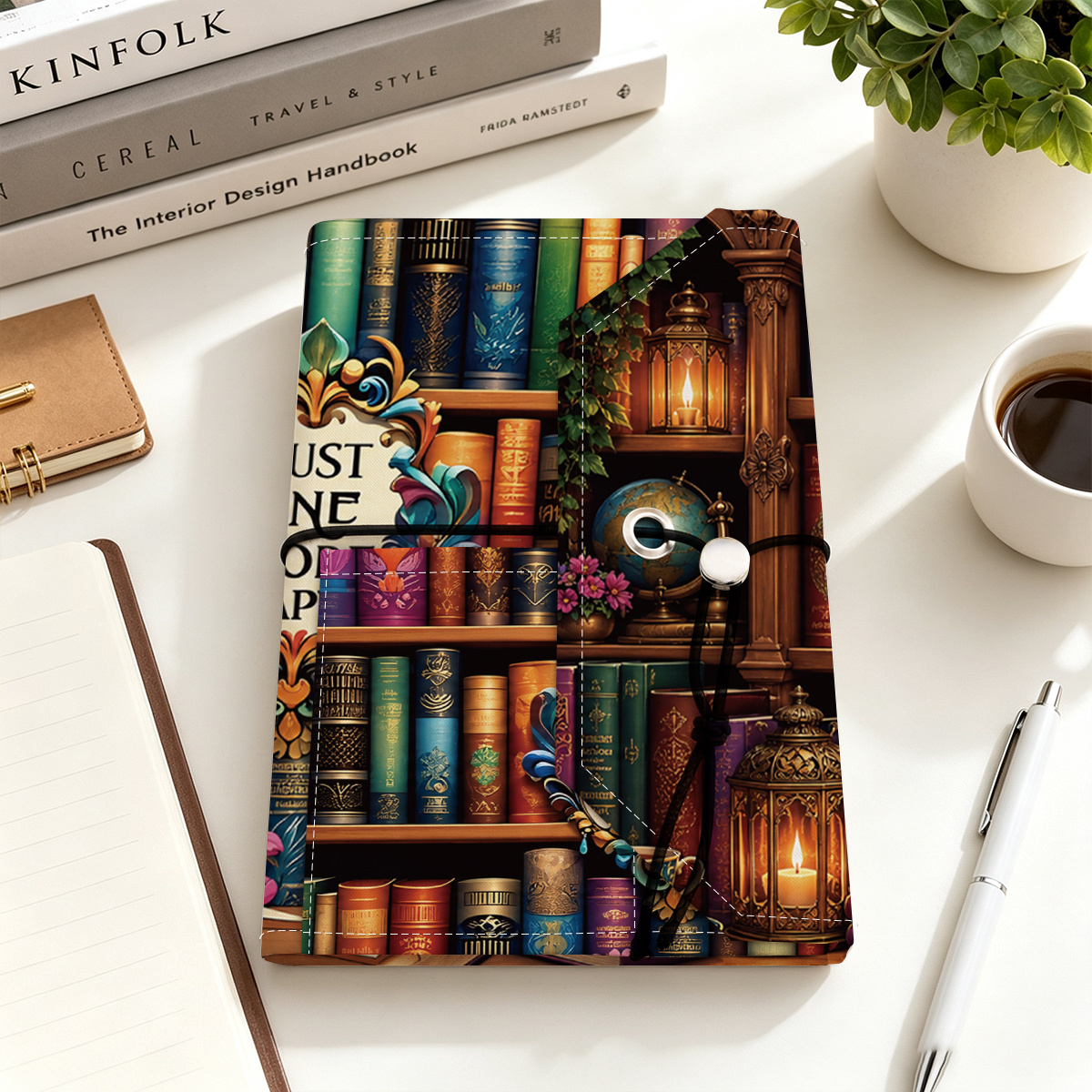 TEMU 1 Housse de livre réglable en polyester, thème vintage, pour stylos, livres format A5 et cahiers. Parfaite pour organiser les livres et les