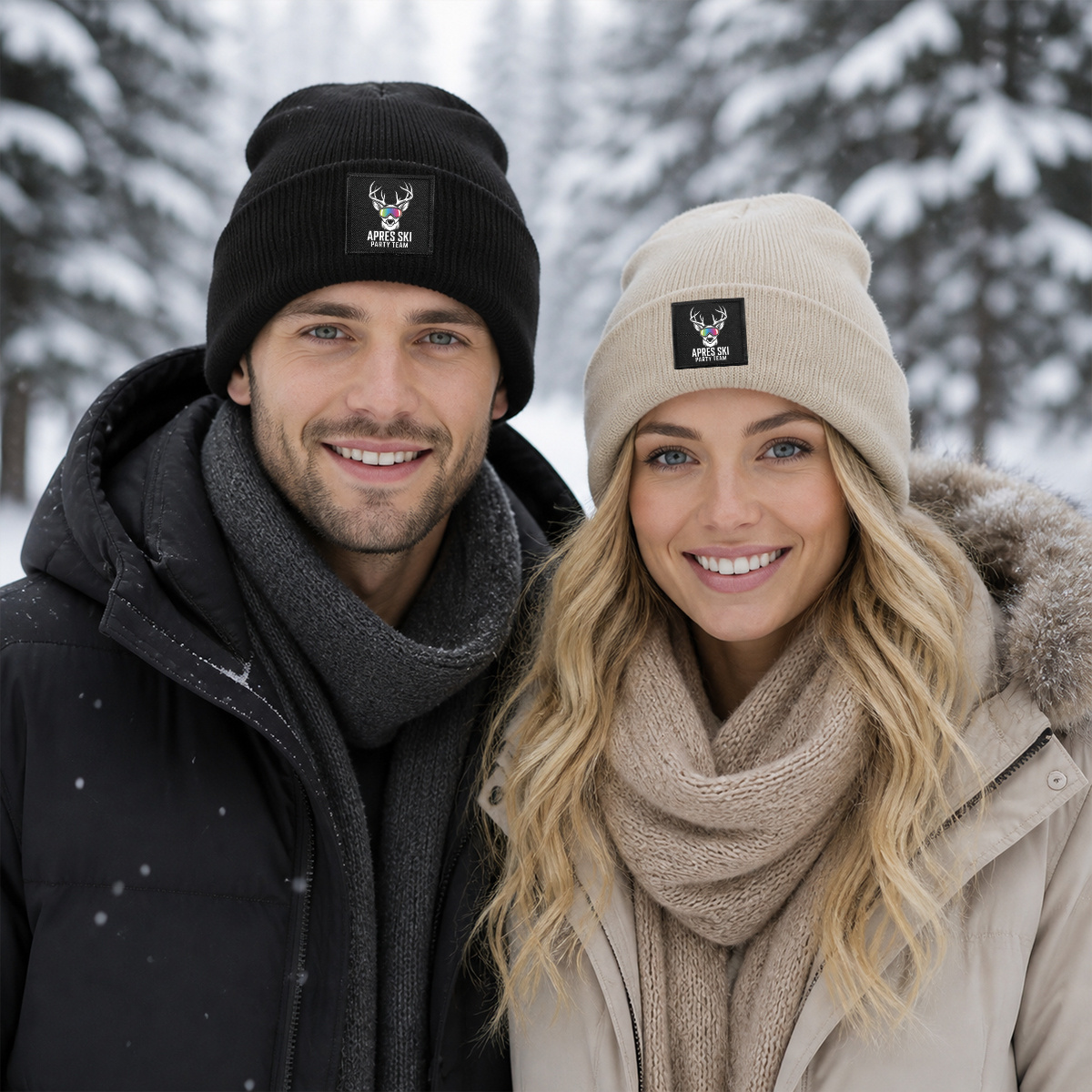 Ski Theme Design Beanie, Unisex Warm Beanie