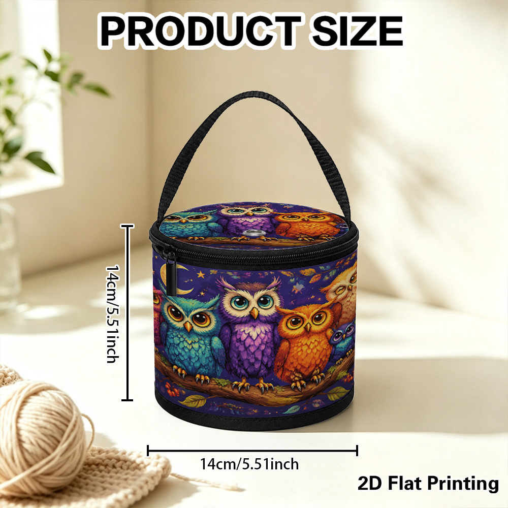 TEMU 2d Flat Printing 1pc On Branch Yarn Storage Bag Suitable For Crochet & Knitting - Colorful Crochet Basket Holds Wool Balls, Hobby Supplies For