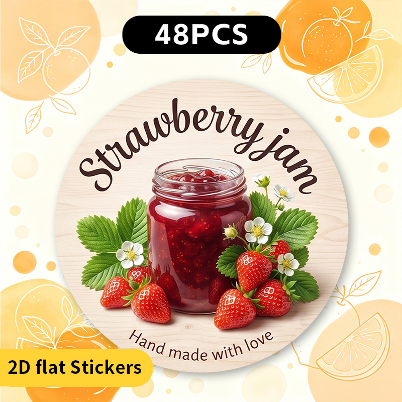 TEMU 48pcs Round 2d Flat Stickers, Decorative Labels For Jars, Canning Tags, Gift Packaging Seals, Baked Goods Stickers For Small Business Branding