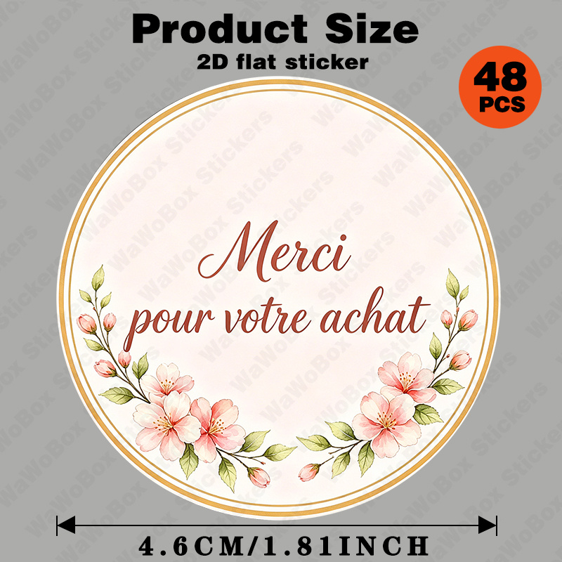 TEMU 48/96 pièces (4,6 cm/1,81 POUCES) Autocollants Ronds " Pour Votre Achat", Autocollants Plats 2D Auto-Adhésifs. Convient pour Enveloppes/boîtes