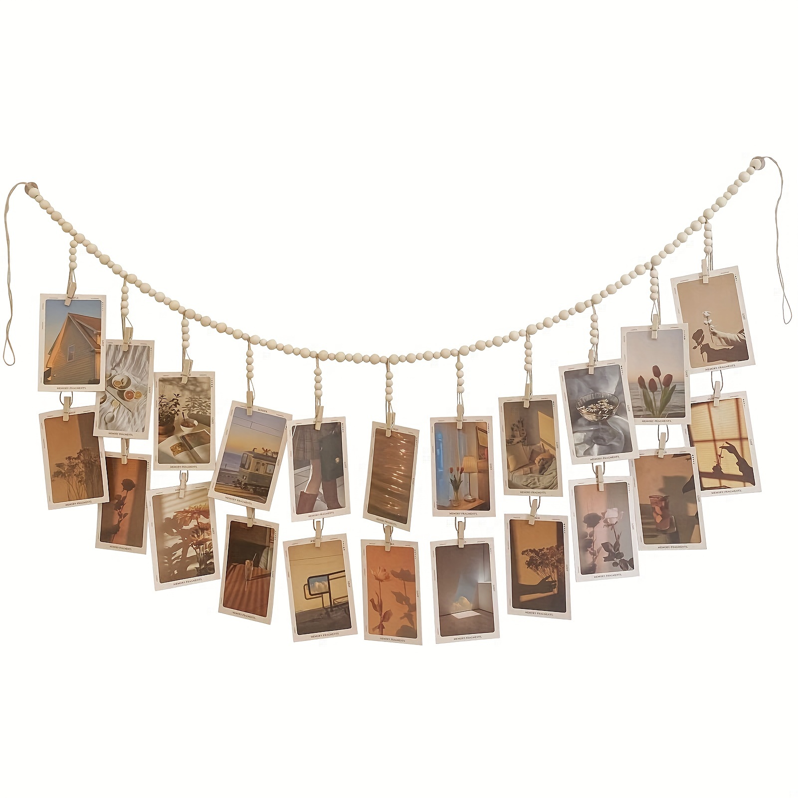 50 pièces Décoratif Photo Clips Avec 5m Corde Et 1 set Cadre Photo Clips  Avec Ficelle , Suspendu Bannière Photo Pour Domicile Décor, Mode en ligne