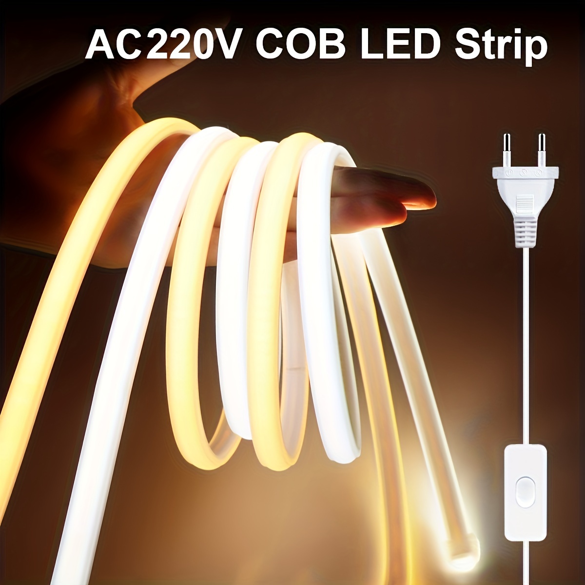 Fil LED fluorescent lumineux en fil EL flexible 10 m de corde fluo étanche,  bande LED stroboscopique pour décoration de fête (jaune) (1 pièce)