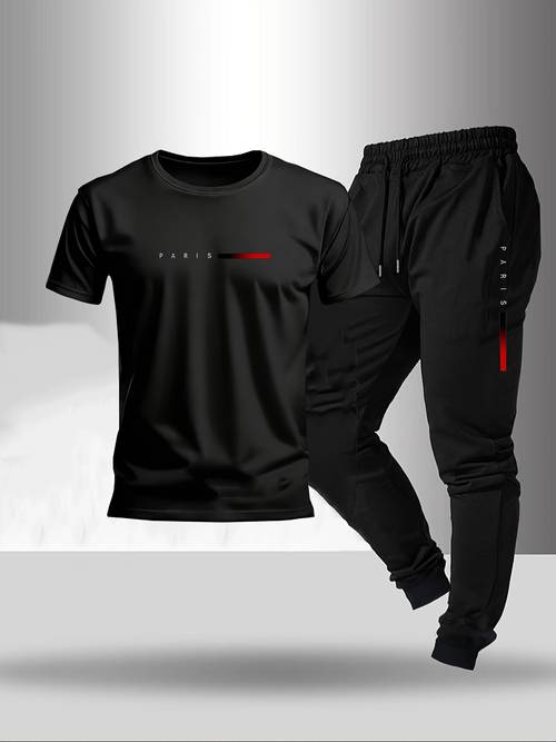 1pc mens paris print cotton t shirt soft breathable 220g thick fabric loose fit casual short sleeve tee made in usa perfect gift for summer casual attire fashion t shirt leisure clothing sporty look quality stitching